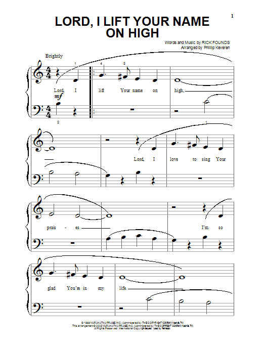 Phillip Keveren Lord, I Lift Your Name On High Sheet Music Notes & Chords for Piano (Big Notes) - Download or Print PDF