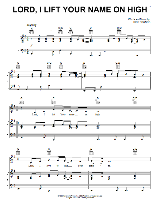 Rick Founds Lord, I Lift Your Name On High Sheet Music Notes & Chords for Clarinet Solo - Download or Print PDF