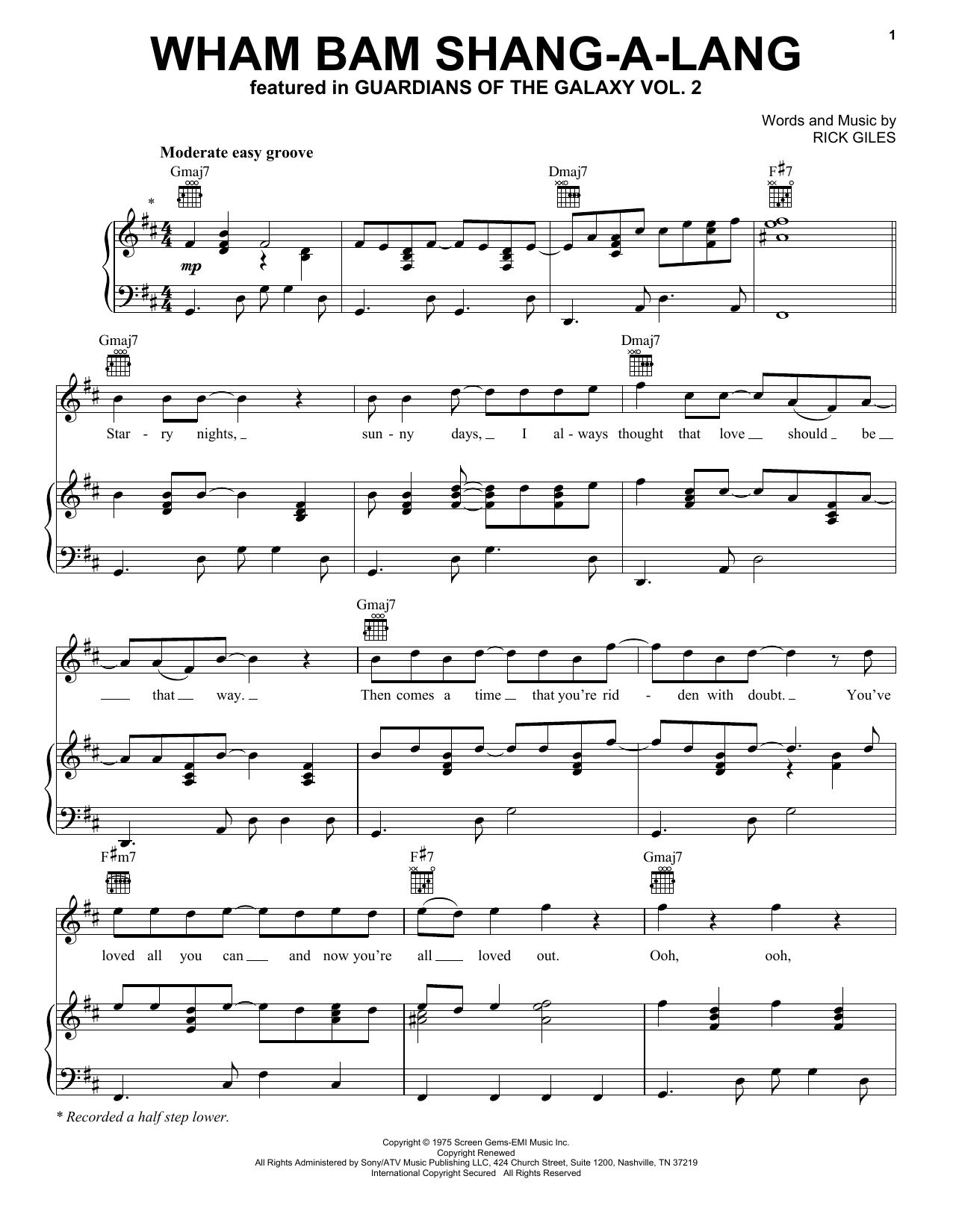 Rick Giles Wham Bam Shang-A-Lang Sheet Music Notes & Chords for Piano, Vocal & Guitar (Right-Hand Melody) - Download or Print PDF
