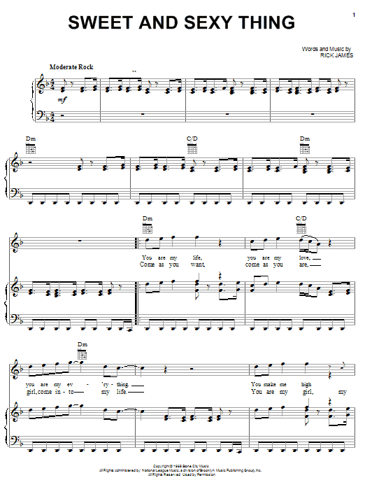 Rick James Sweet And Sexy Thing Sheet Music Notes & Chords for Piano, Vocal & Guitar (Right-Hand Melody) - Download or Print PDF
