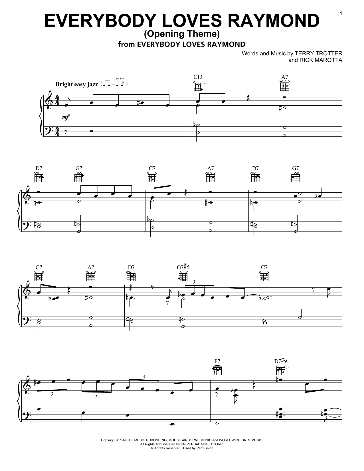 Rick Marotta and Terry Trotter Everybody Loves Raymond (Opening Theme) Sheet Music Notes & Chords for Piano Solo - Download or Print PDF