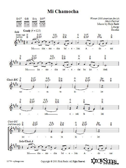 Rick Recht Mi Chamocha Sheet Music Notes & Chords for 4-Part - Download or Print PDF