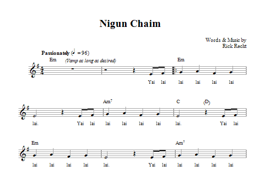 Rick Recht Nigun Chaim Sheet Music Notes & Chords for Melody Line, Lyrics & Chords - Download or Print PDF