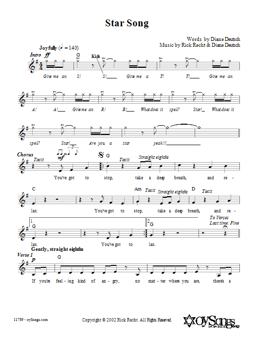 Rick Recht Star Song Sheet Music Notes & Chords for Melody Line, Lyrics & Chords - Download or Print PDF