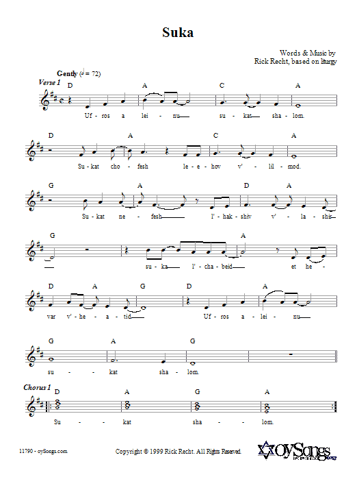 Rick Recht Suka Sheet Music Notes & Chords for Melody Line, Lyrics & Chords - Download or Print PDF