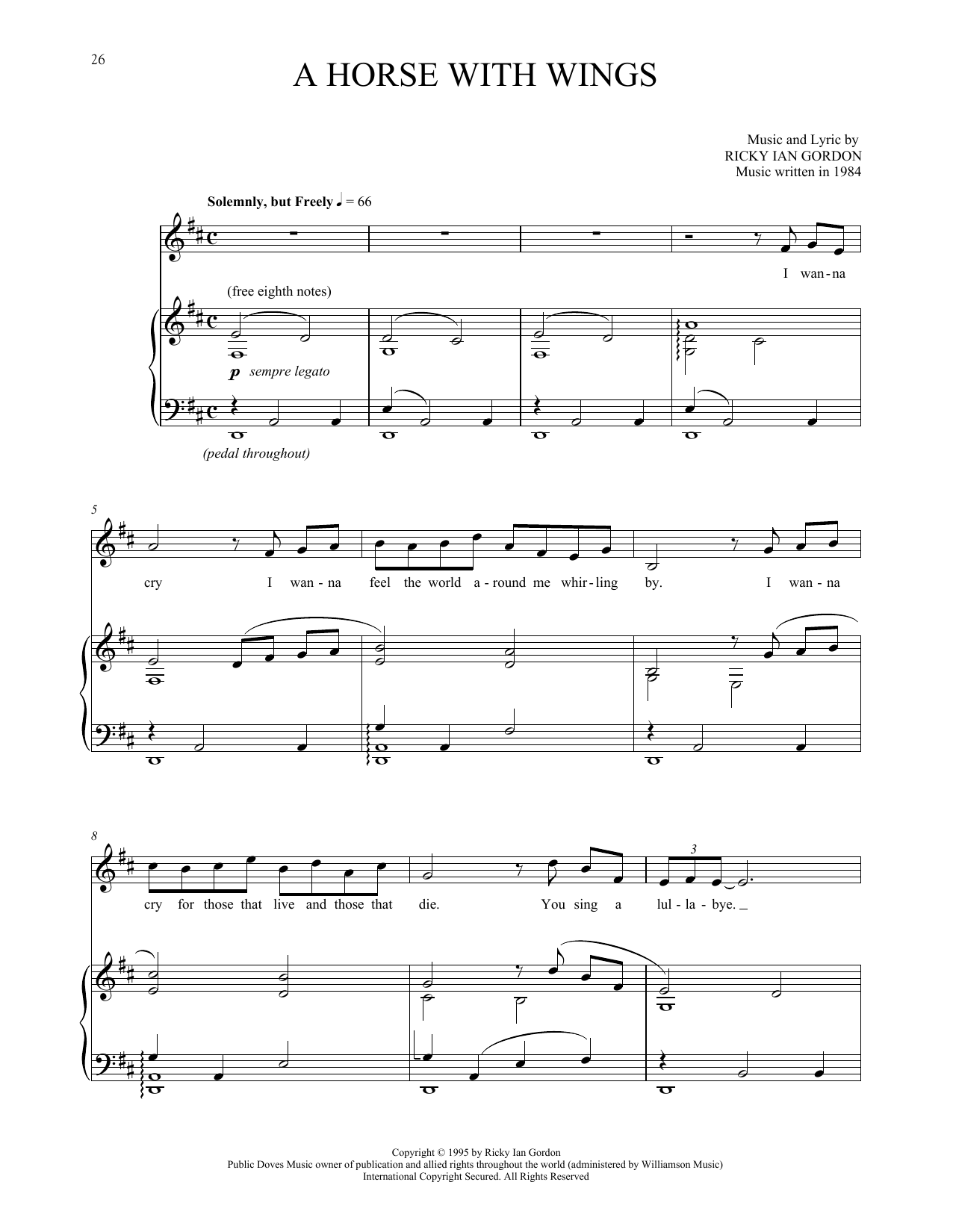Ricky Ian Gordon A Horse With Wings Sheet Music Notes & Chords for Piano & Vocal - Download or Print PDF