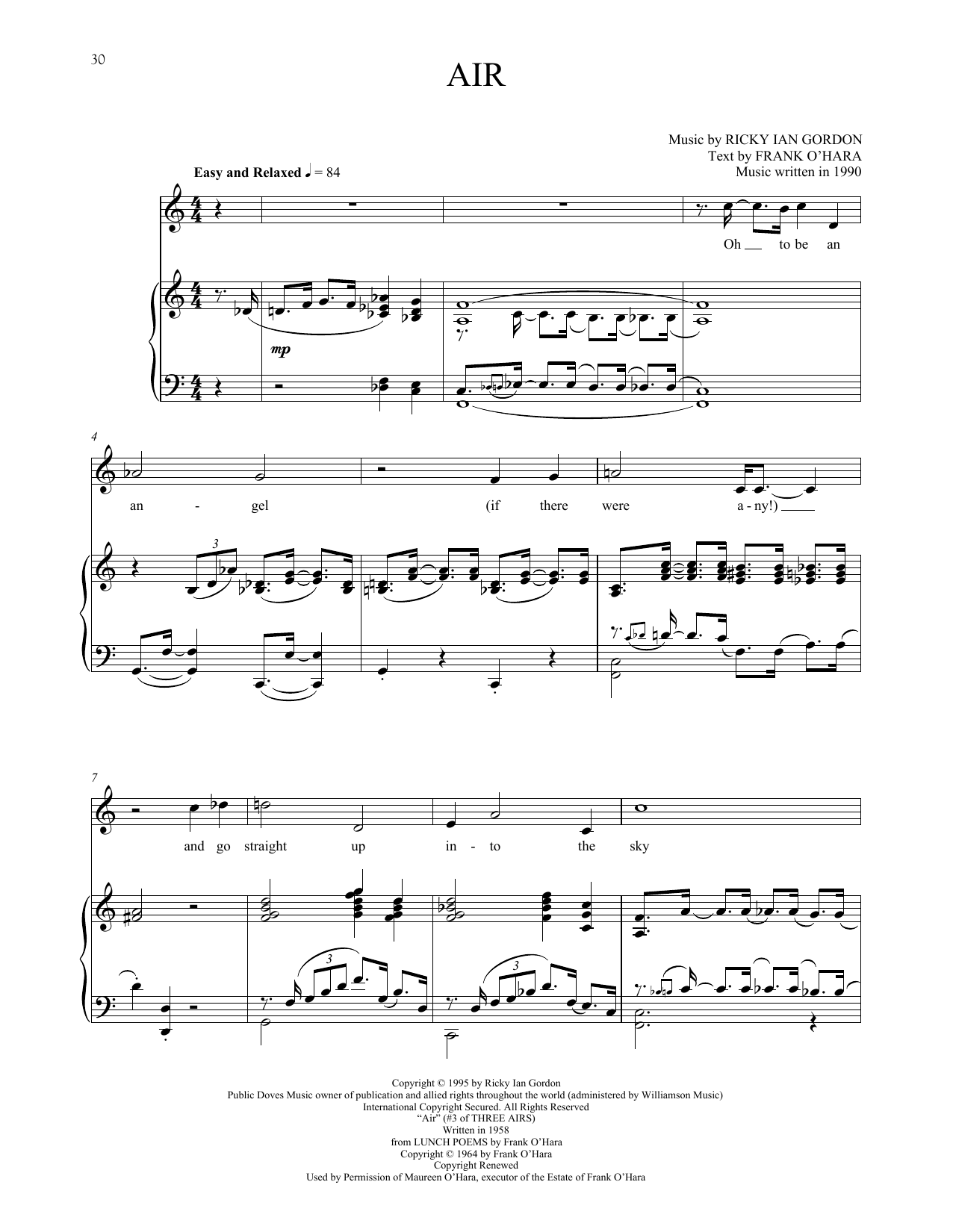 Ricky Ian Gordon Air Sheet Music Notes & Chords for Piano & Vocal - Download or Print PDF