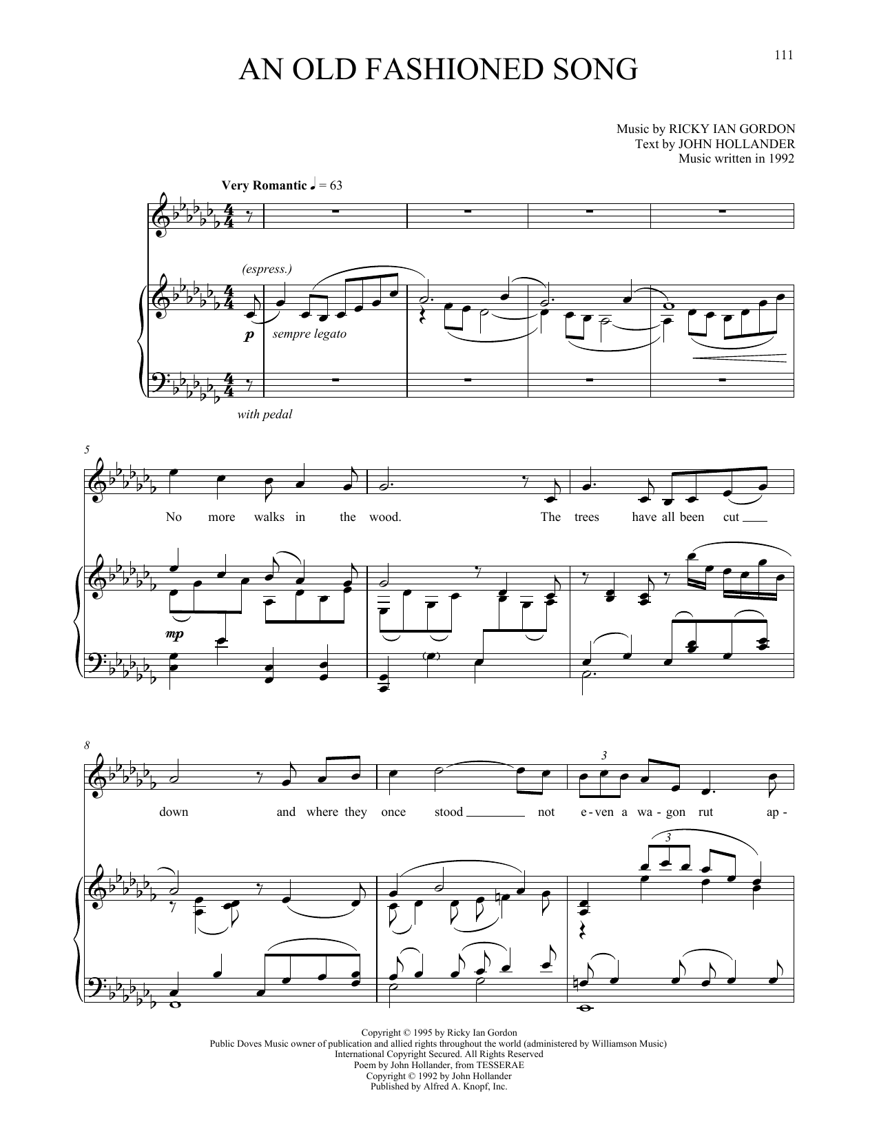 Ricky Ian Gordon An Old Fashioned Song Sheet Music Notes & Chords for Piano & Vocal - Download or Print PDF