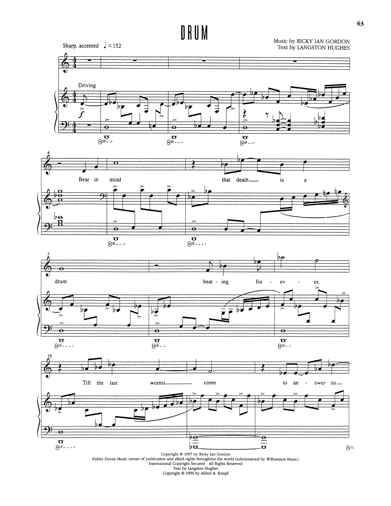 Ricky Ian Gordon Drum Sheet Music Notes & Chords for Piano & Vocal - Download or Print PDF