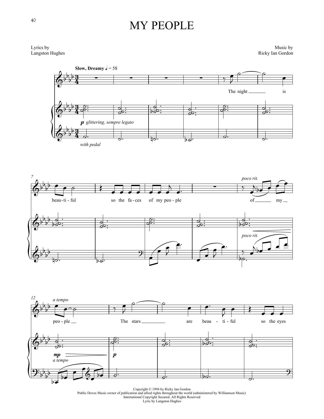 Ricky Ian Gordon My People Sheet Music Notes & Chords for Piano & Vocal - Download or Print PDF