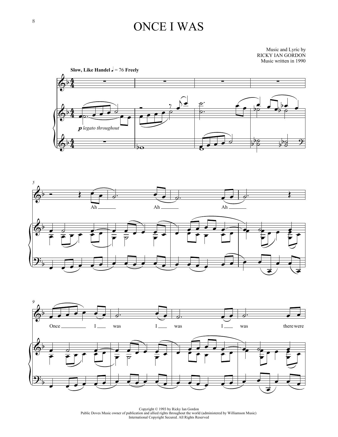 Ricky Ian Gordon Once I Was Sheet Music Notes & Chords for Piano & Vocal - Download or Print PDF