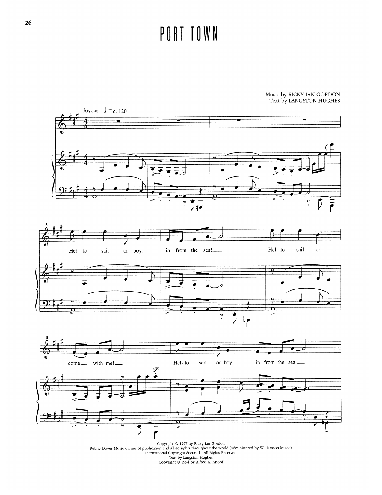 Ricky Ian Gordon Port Town Sheet Music Notes & Chords for Piano & Vocal - Download or Print PDF