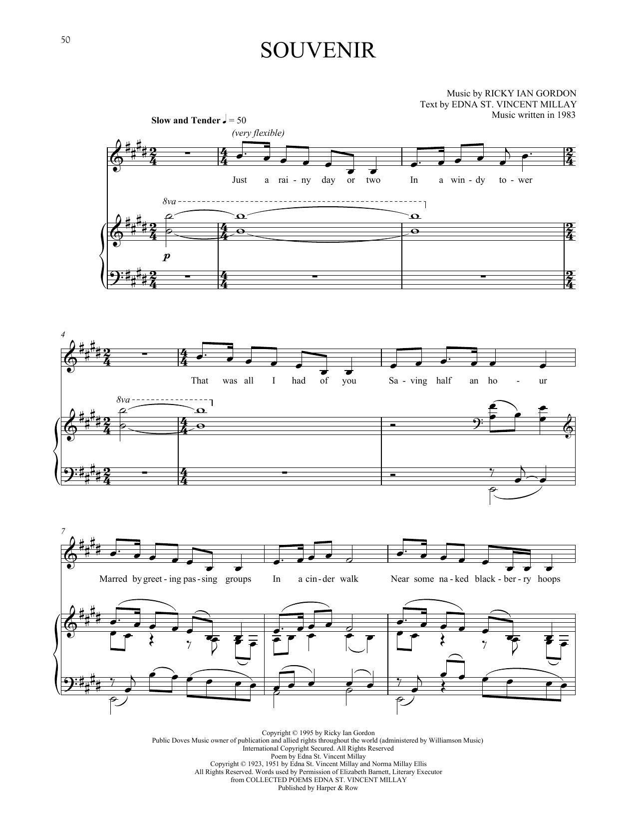 Ricky Ian Gordon Souvenir Sheet Music Notes & Chords for Piano & Vocal - Download or Print PDF