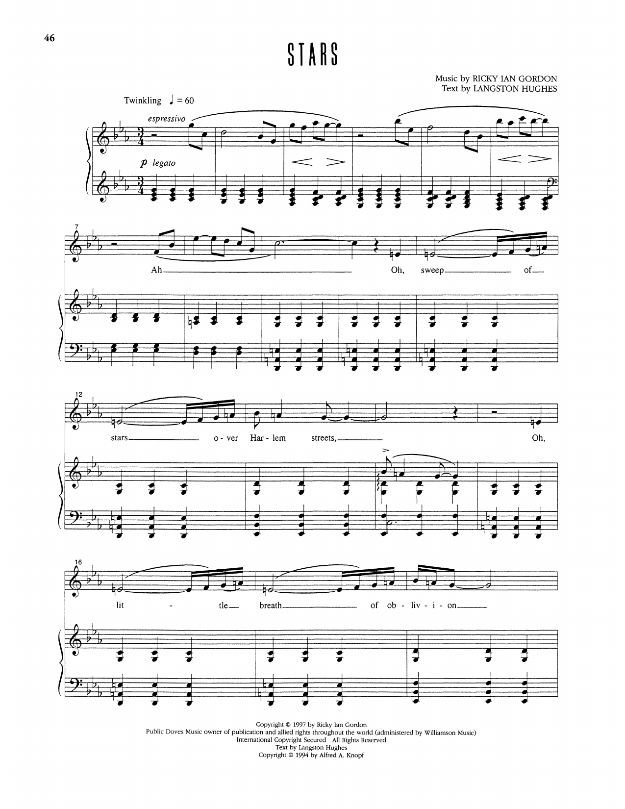 Ricky Ian Gordon Stars Sheet Music Notes & Chords for Piano & Vocal - Download or Print PDF