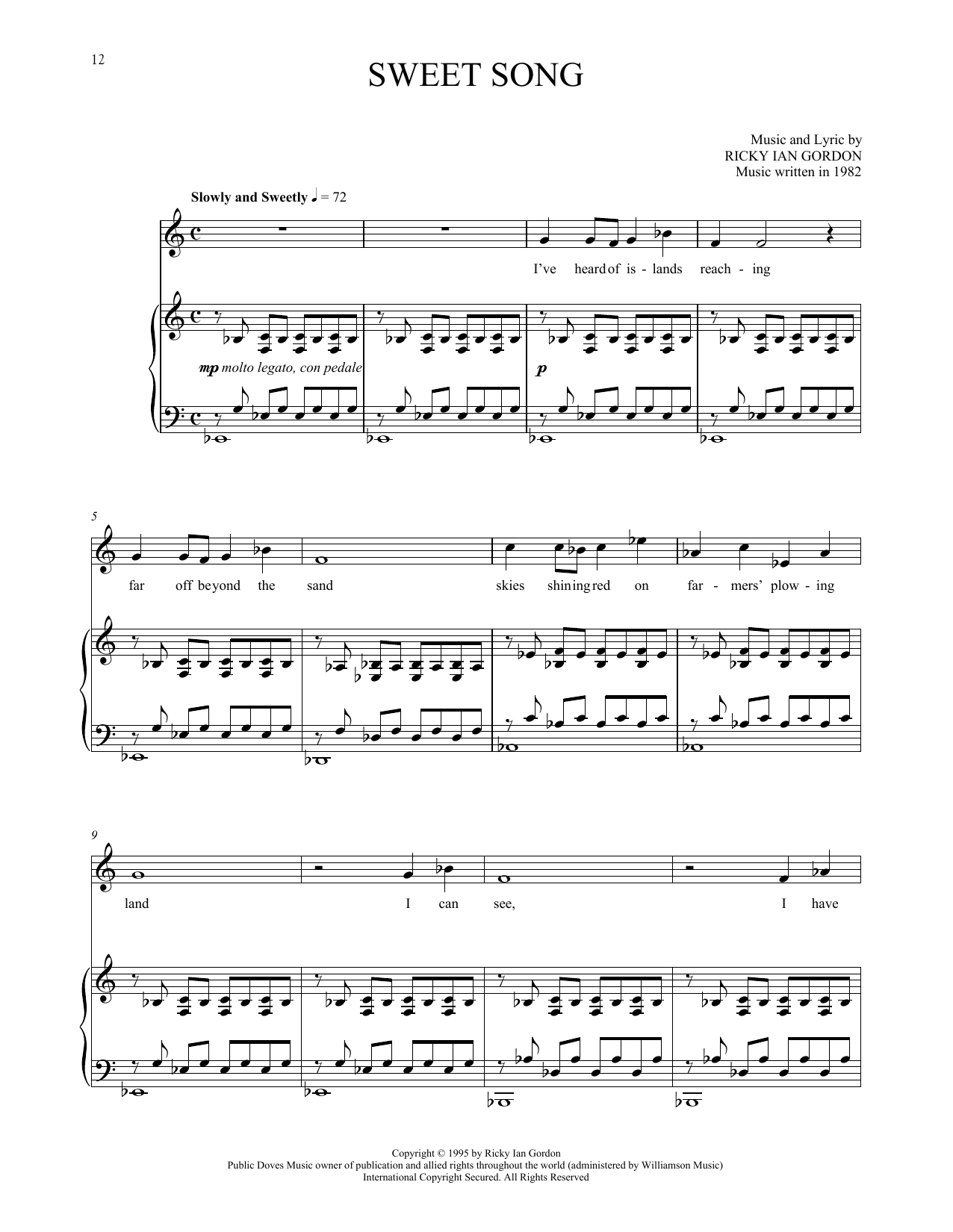 Ricky Ian Gordon Sweet Song Sheet Music Notes & Chords for Piano & Vocal - Download or Print PDF