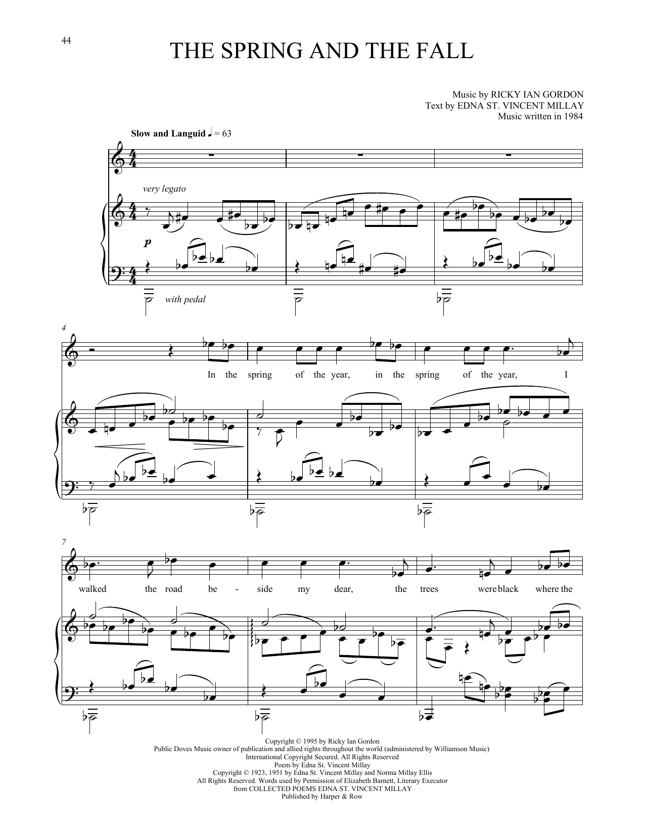 Ricky Ian Gordon The Spring And The Fall Sheet Music Notes & Chords for Piano & Vocal - Download or Print PDF