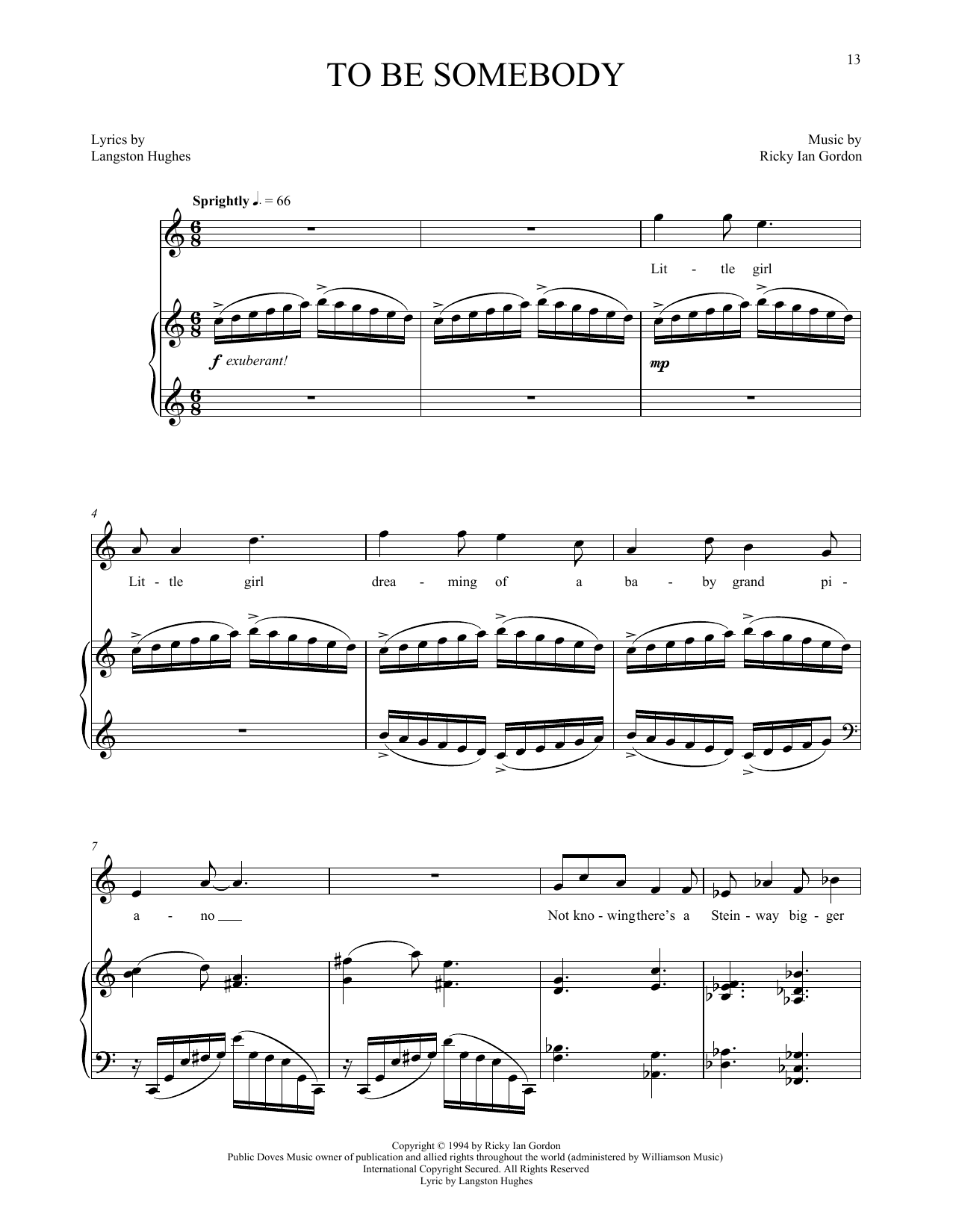 Ricky Ian Gordon To Be Somebody Sheet Music Notes & Chords for Piano & Vocal - Download or Print PDF