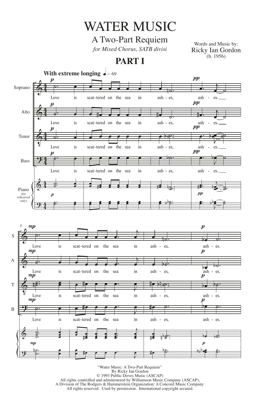 Ricky Ian Gordon Water Music Sheet Music Notes & Chords for SATB - Download or Print PDF