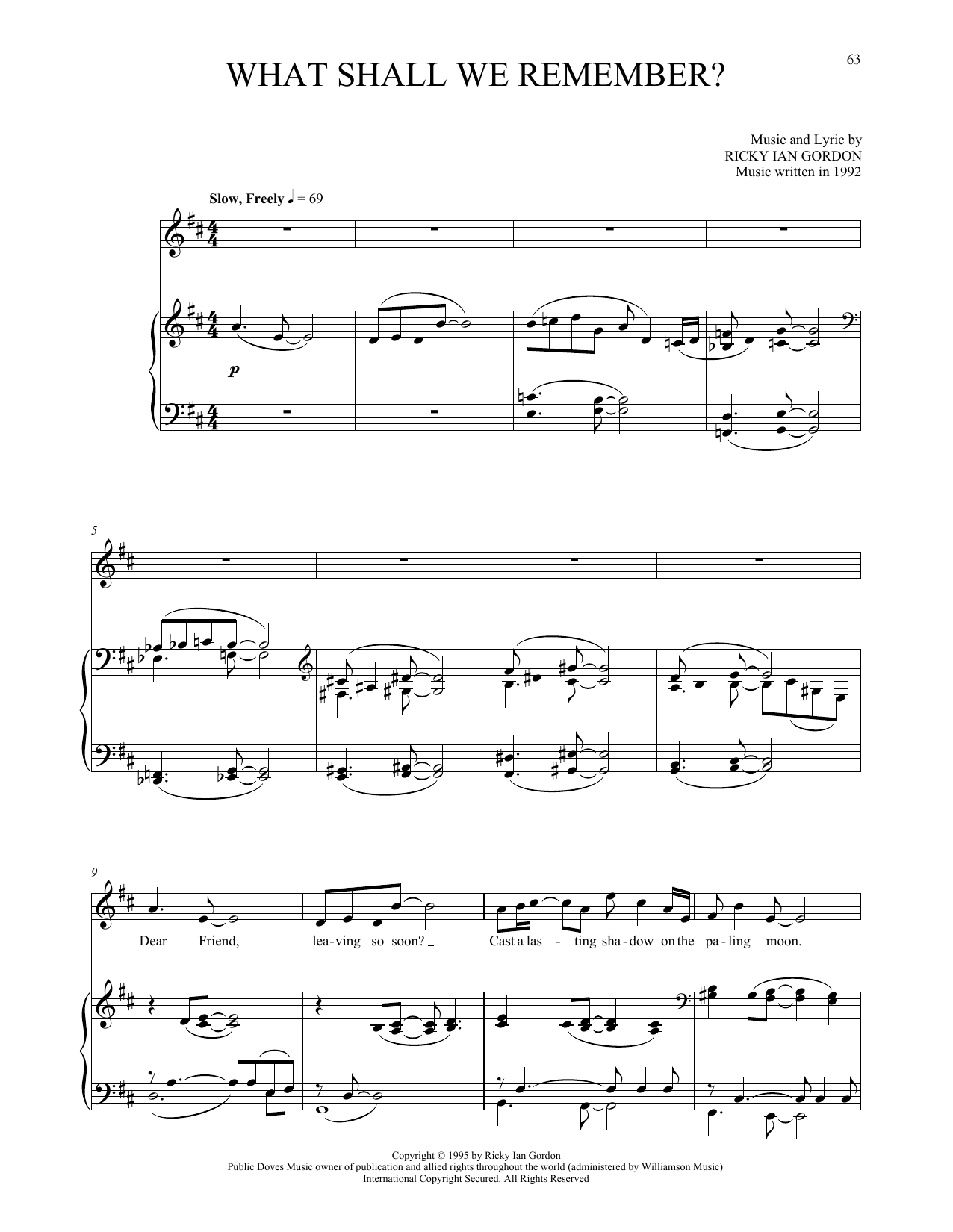 Ricky Ian Gordon What Shall We Remember? Sheet Music Notes & Chords for Piano & Vocal - Download or Print PDF