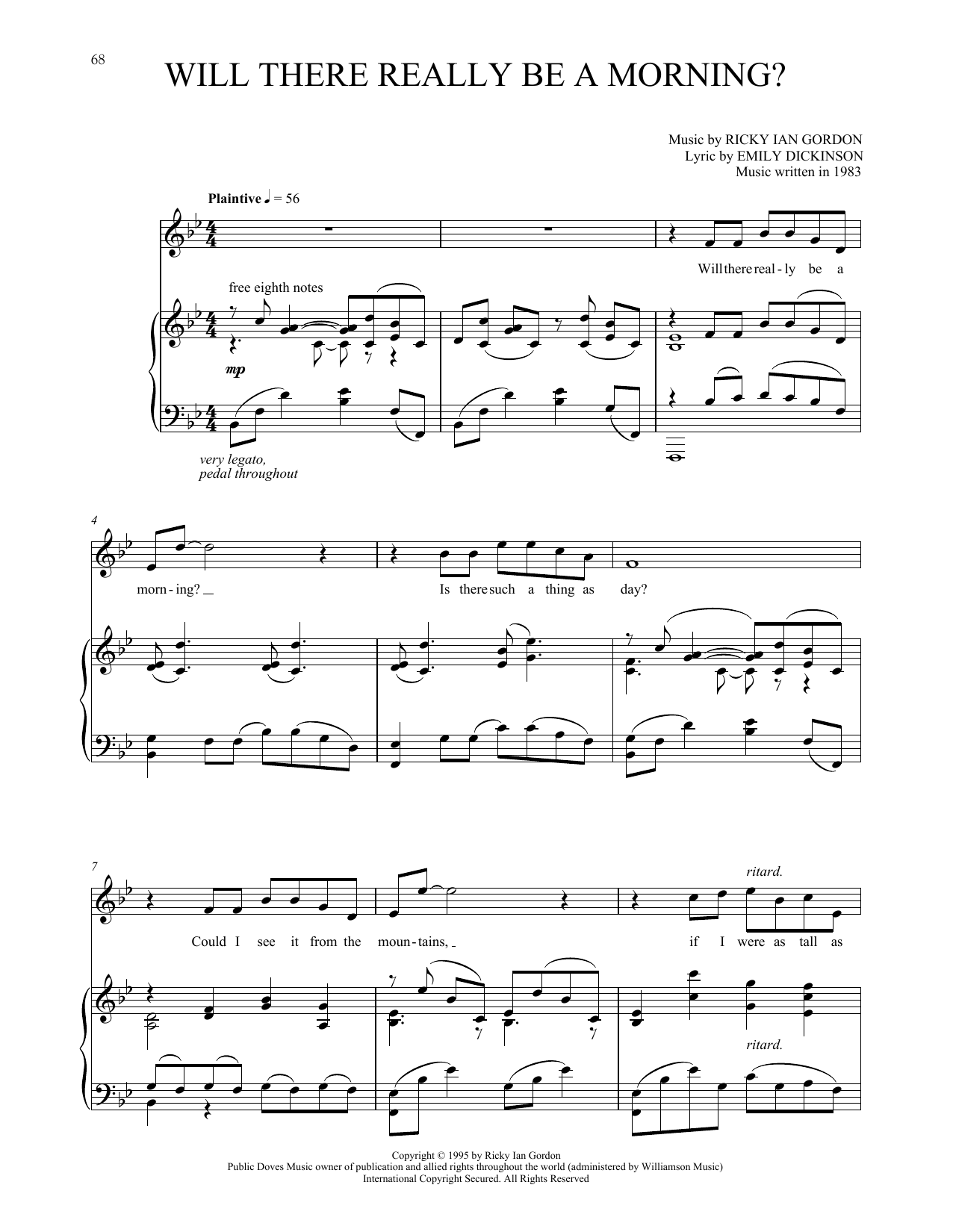 Ricky Ian Gordon Will There Really Be A Morning? Sheet Music Notes & Chords for Piano & Vocal - Download or Print PDF