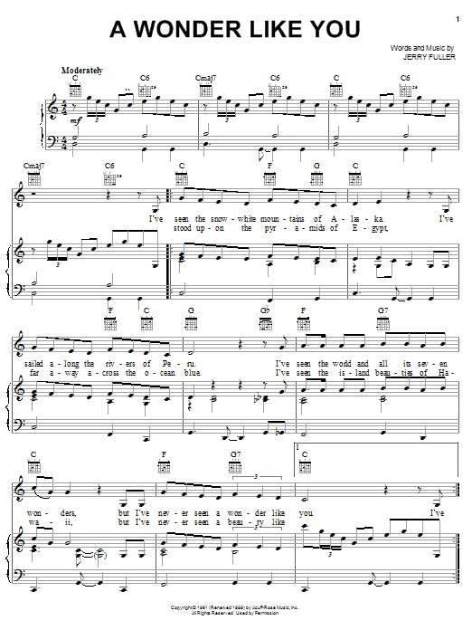 Ricky Nelson A Wonder Like You Sheet Music Notes & Chords for Piano, Vocal & Guitar (Right-Hand Melody) - Download or Print PDF Ricky Nelson A Wonder Like You Sheet Music Notes & Chords for Piano, Vocal & Guitar (Right-Hand Melody) - Download or Print PDF