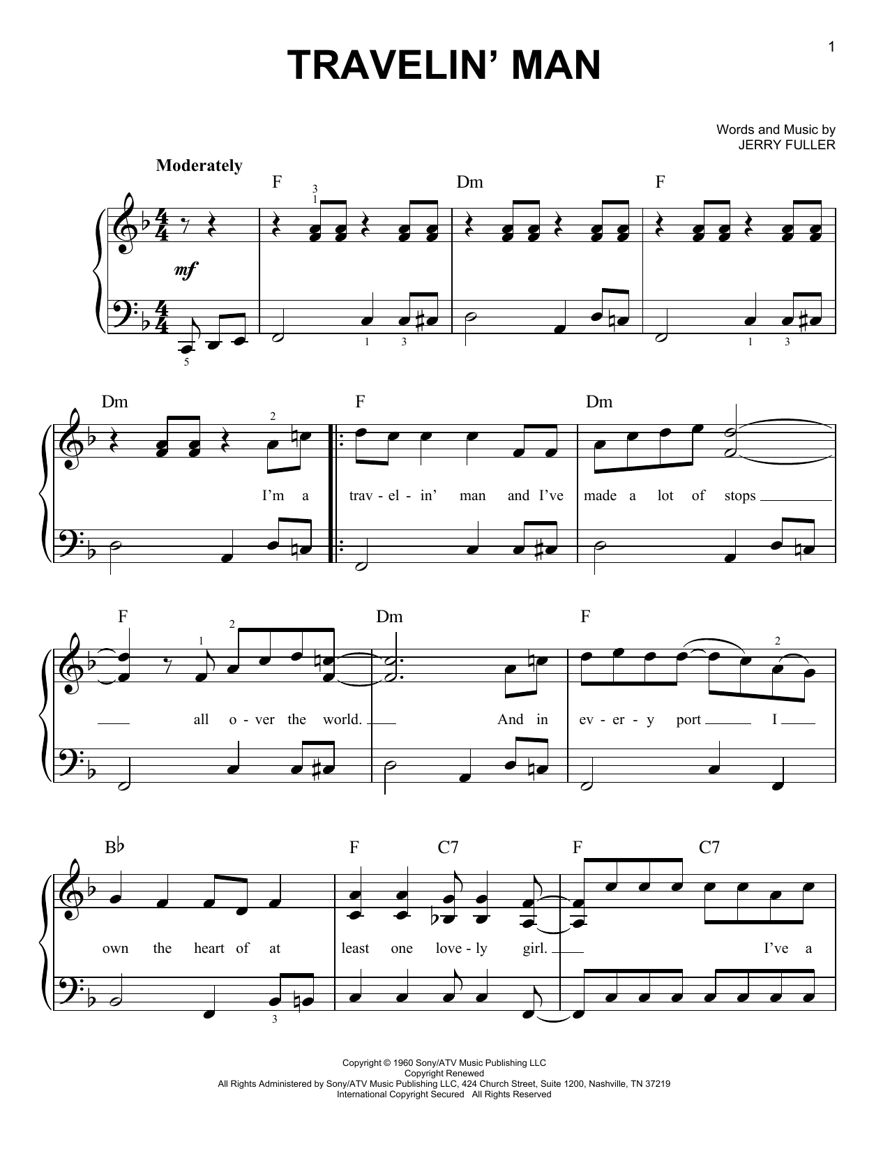 Ricky Nelson Travelin' Man Sheet Music Notes & Chords for Clarinet - Download or Print PDF