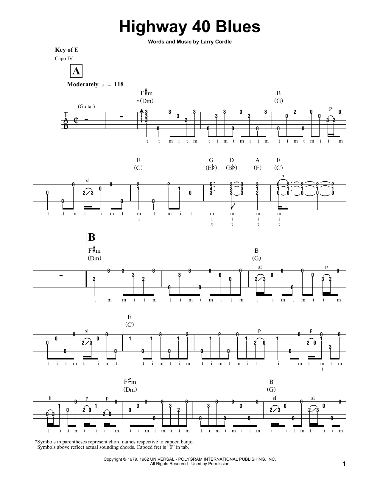 Ricky Skaggs Highway 40 Blues Sheet Music Notes & Chords for Real Book – Melody, Lyrics & Chords - Download or Print PDF