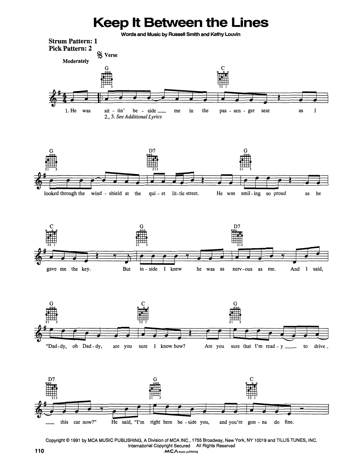 Ricky Van Shelton Keep It Between The Lines Sheet Music Notes & Chords for Easy Guitar - Download or Print PDF