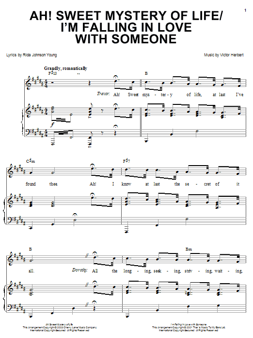 Rida Johnson Young Ah! Sweet Mystery Of Life Sheet Music Notes & Chords for Piano, Vocal & Guitar (Right-Hand Melody) - Download or Print PDF