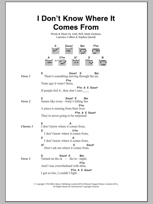 Ride I Don't Know Where It Comes From Sheet Music Notes & Chords for Lyrics & Chords - Download or Print PDF