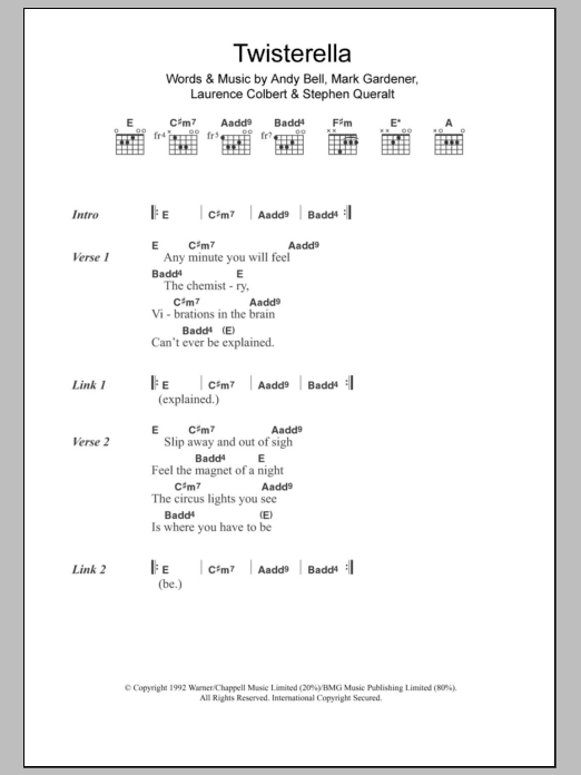 Ride Twisterella Sheet Music Notes & Chords for Lyrics & Chords - Download or Print PDF