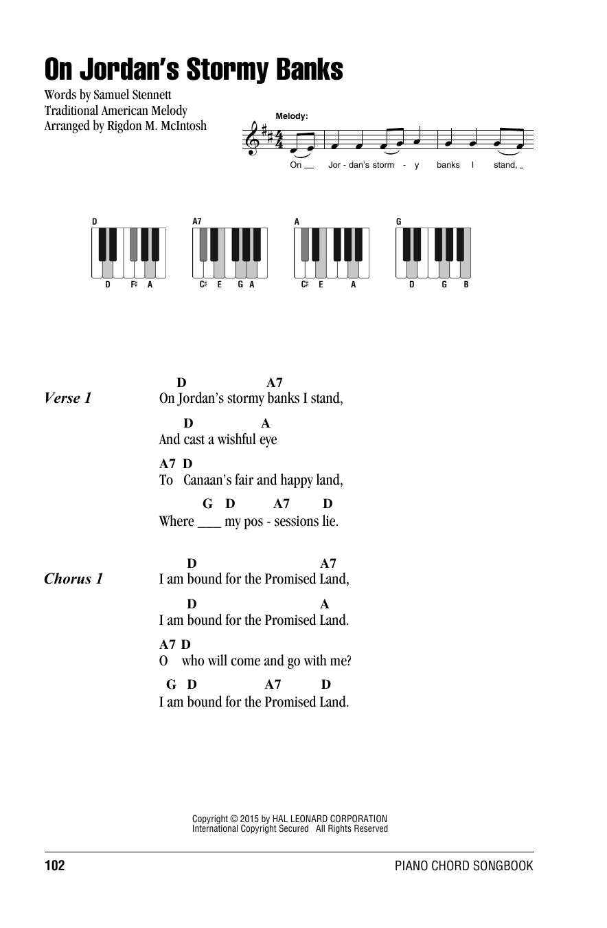 Rigdon M. McIntosh On Jordan's Stormy Banks Sheet Music Notes & Chords for Lyrics & Piano Chords - Download or Print PDF