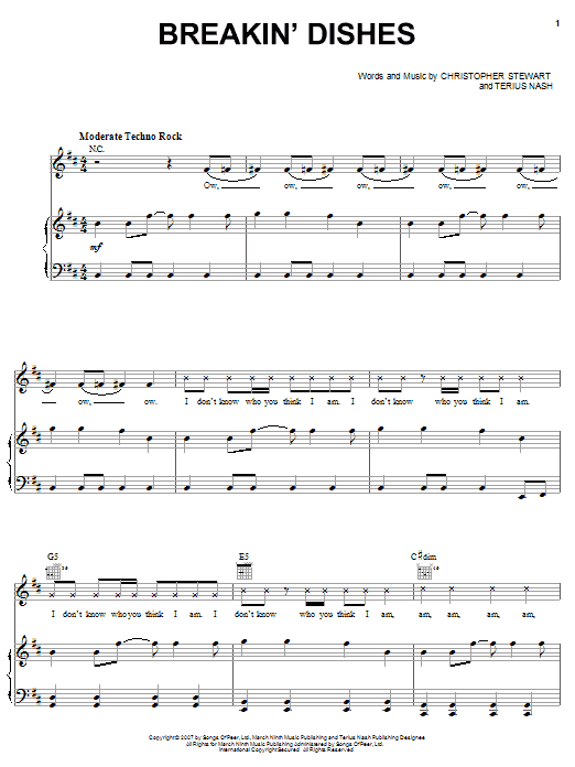 Rihanna Breakin' Dishes Sheet Music Notes & Chords for Piano, Vocal & Guitar (Right-Hand Melody) - Download or Print PDF Rihanna Breakin' Dishes Sheet Music Notes & Chords for Piano, Vocal & Guitar (Right-Hand Melody) - Download or Print PDF