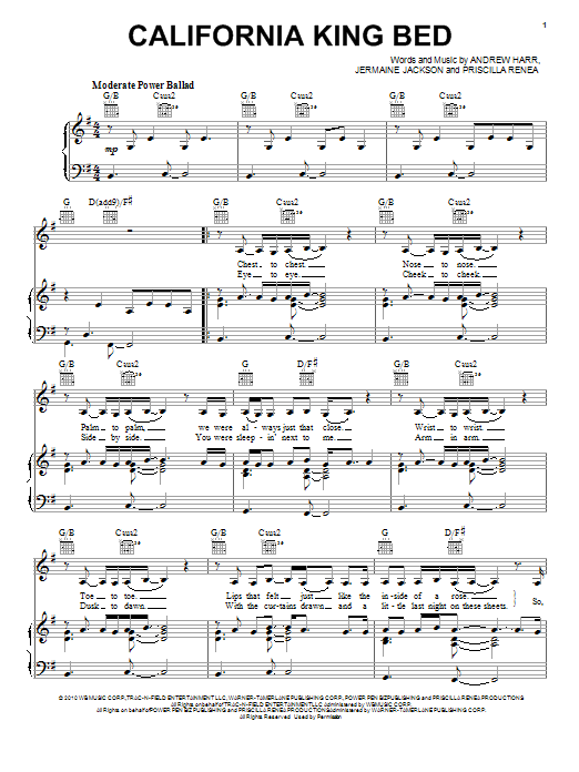 Rihanna California King Bed Sheet Music Notes & Chords for Piano, Vocal & Guitar - Download or Print PDF
