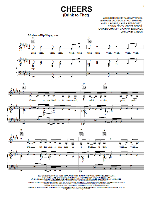 Rihanna Cheers (Drink To That) Sheet Music Notes & Chords for Beginner Piano - Download or Print PDF