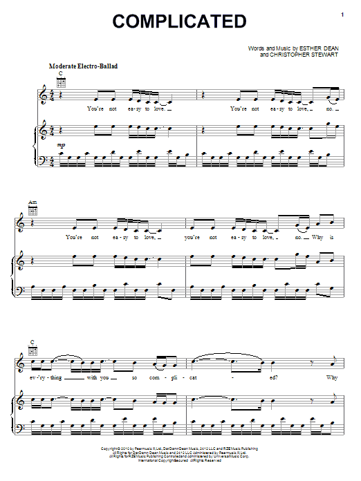 Rihanna Complicated Sheet Music Notes & Chords for Piano, Vocal & Guitar (Right-Hand Melody) - Download or Print PDF Rihanna Complicated Sheet Music Notes & Chords for Piano, Vocal & Guitar (Right-Hand Melody) - Download or Print PDF