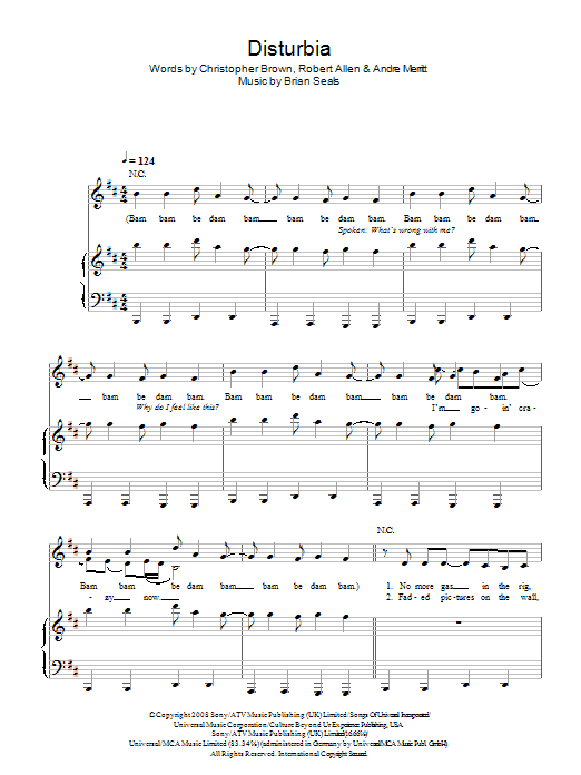 Rihanna Disturbia Sheet Music Notes & Chords for Beginner Piano - Download or Print PDF