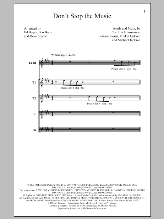 Rihanna Don't Stop The Music (arr. Deke Sharon) Sheet Music Notes & Chords for TTBB - Download or Print PDF