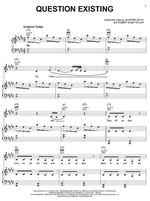 Rihanna Question Existing Sheet Music Notes & Chords for Piano, Vocal & Guitar (Right-Hand Melody) - Download or Print PDF