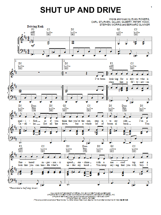 Rihanna Shut Up And Drive Sheet Music Notes & Chords for Really Easy Piano - Download or Print PDF