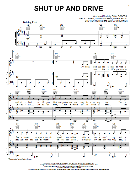 Rihanna Shut Up And Drive Sheet Music Notes & Chords for Beginner Piano - Download or Print PDF
