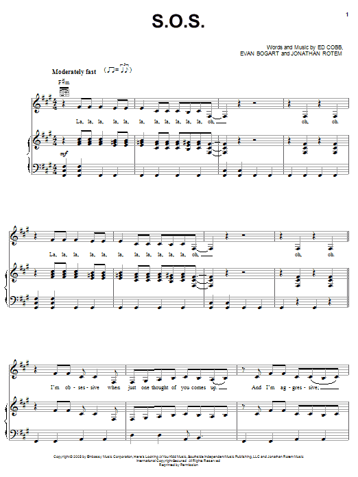 Rihanna S.O.S. Sheet Music Notes & Chords for Piano, Vocal & Guitar (Right-Hand Melody) - Download or Print PDF Rihanna S.O.S. Sheet Music Notes & Chords for Piano, Vocal & Guitar (Right-Hand Melody) - Download or Print PDF