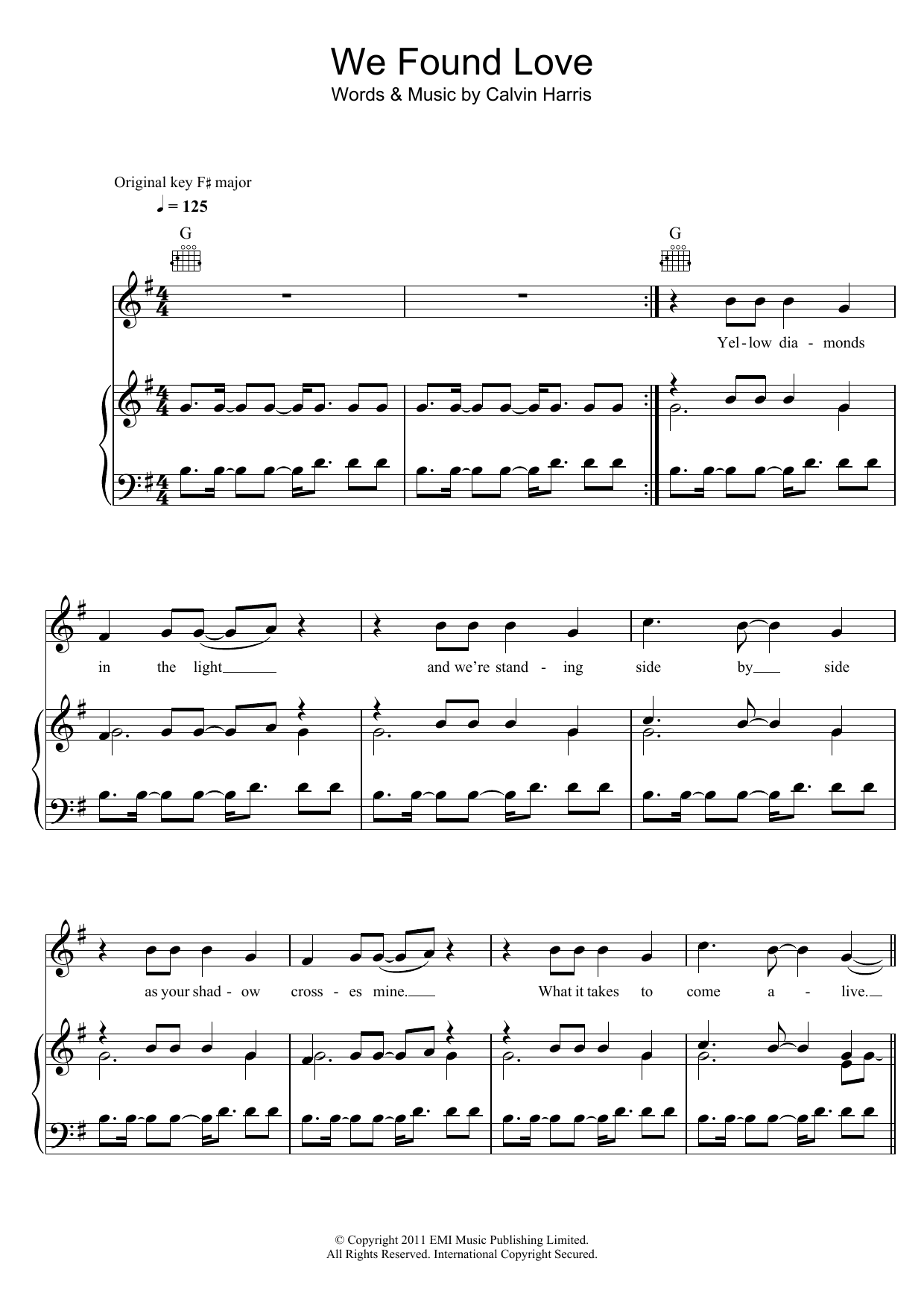 Rihanna We Found Love (featuring Calvin Harris) Sheet Music Notes & Chords for Violin - Download or Print PDF
