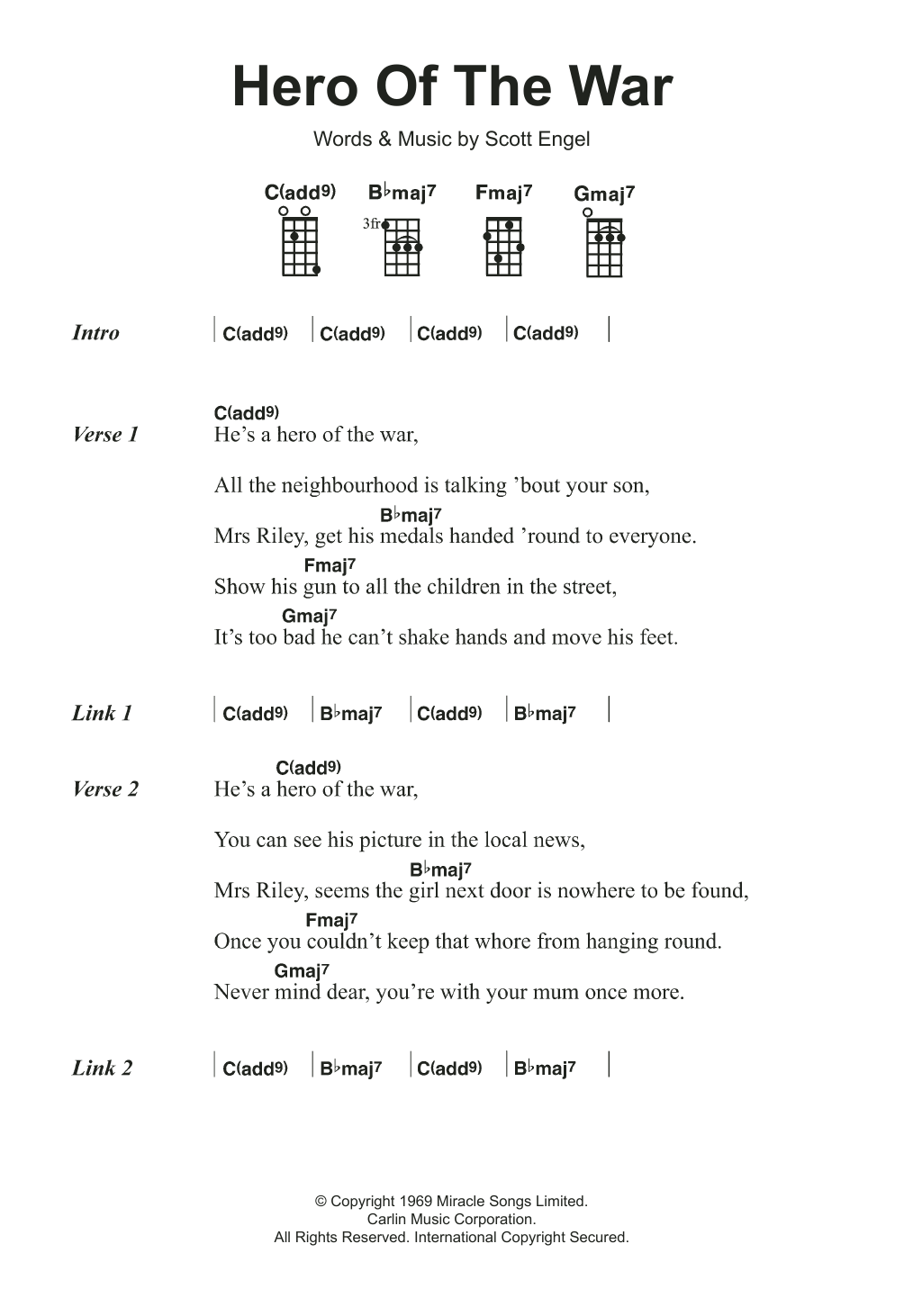 Rise Against Hero Of The War Sheet Music Notes & Chords for Ukulele - Download or Print PDF