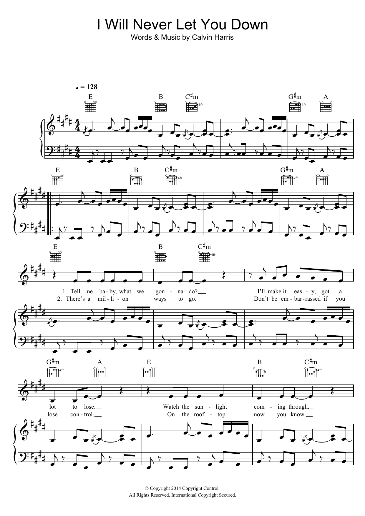 Rita Ora I Will Never Let You Down Sheet Music Notes & Chords for Piano, Vocal & Guitar - Download or Print PDF