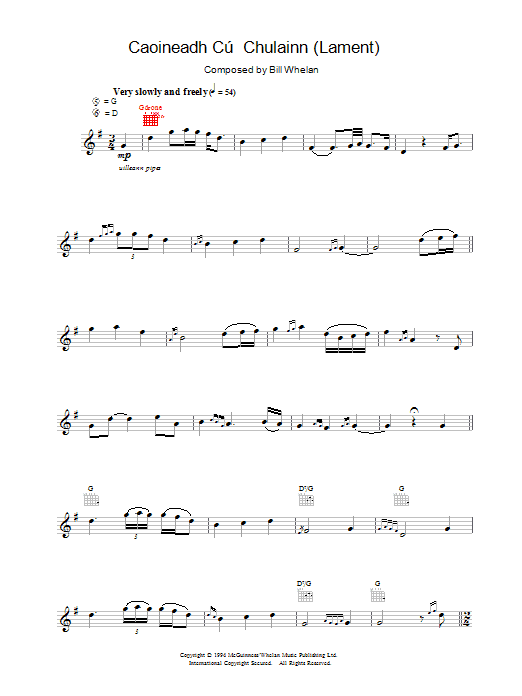 Riverdance Caoineadh Chú Chulainn Sheet Music Notes & Chords for Piano - Download or Print PDF