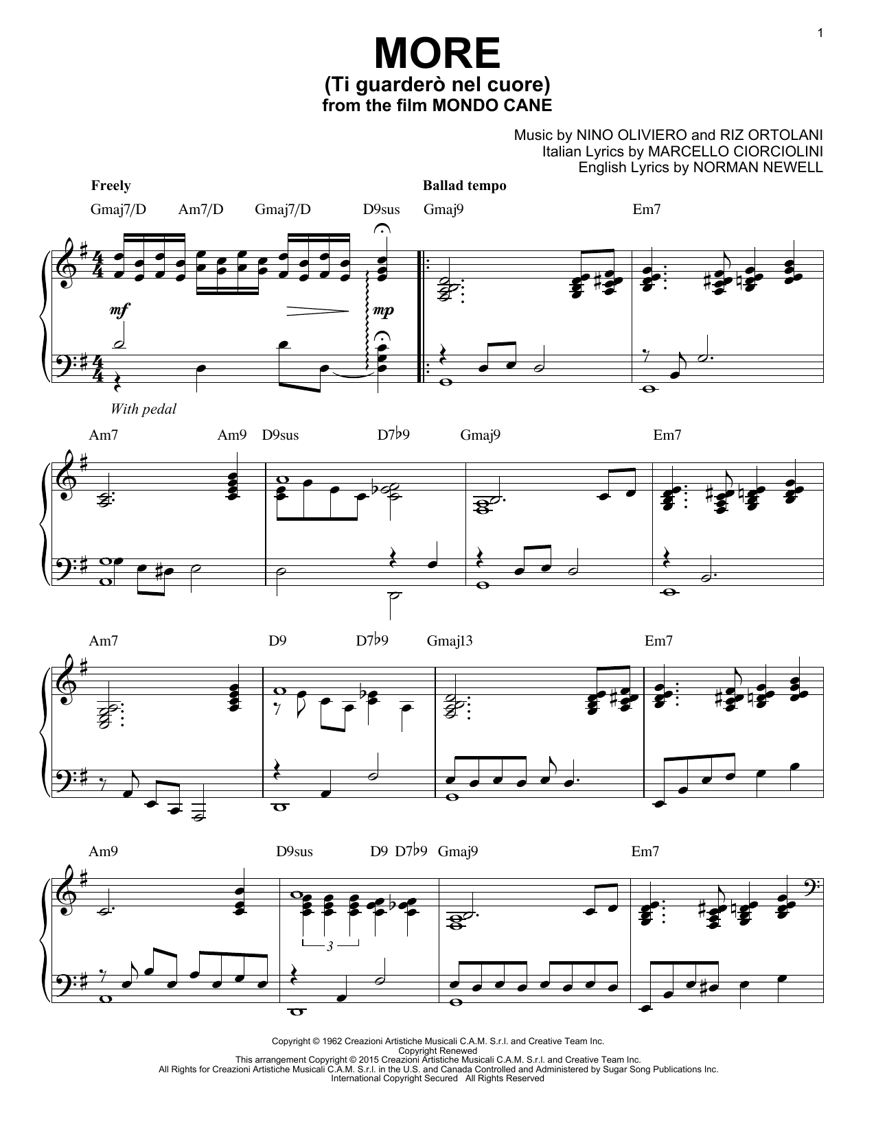 Riz Ortolani More (Ti Guarderò Nel Cuore) [Jazz version] (arr. Brent Edstrom) Sheet Music Notes & Chords for Piano - Download or Print PDF
