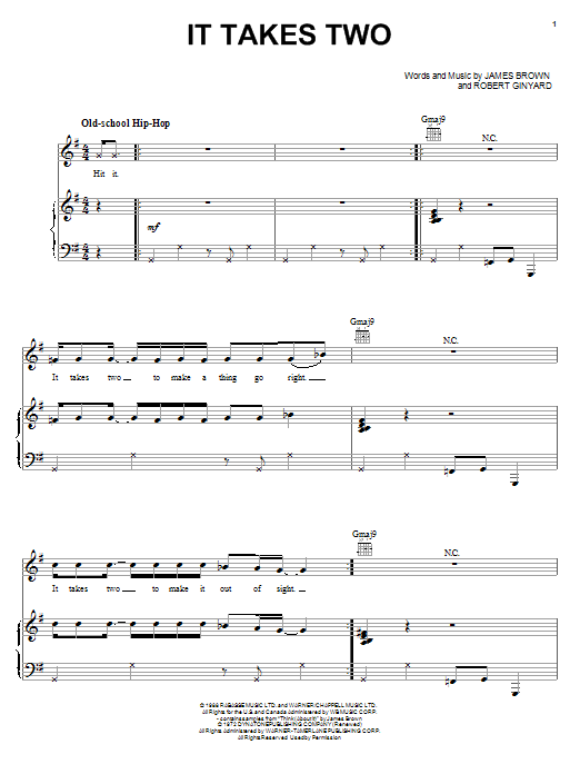 Rob Base & DJ EZ Rock It Takes Two Sheet Music Notes & Chords for Piano, Vocal & Guitar (Right-Hand Melody) - Download or Print PDF