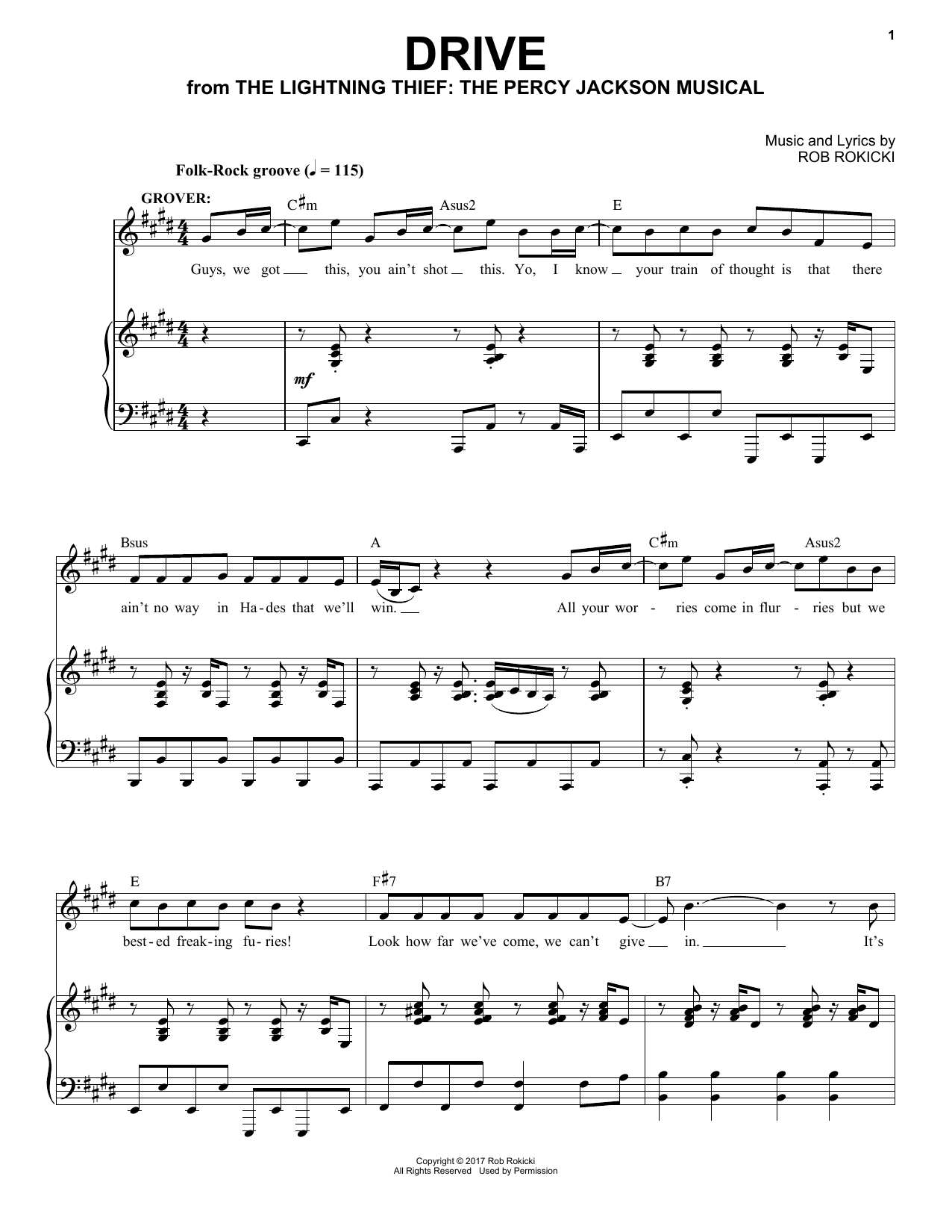 Rob Rokicki Drive (from The Lightning Thief: The Percy Jackson Musical) Sheet Music Notes & Chords for Piano & Vocal - Download or Print PDF