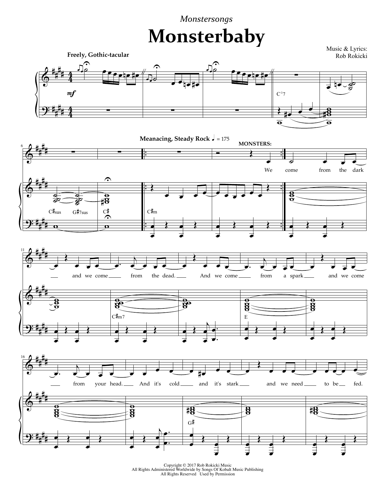Rob Rokicki Monsterbaby (from Monstersongs) Sheet Music Notes & Chords for Piano & Vocal - Download or Print PDF